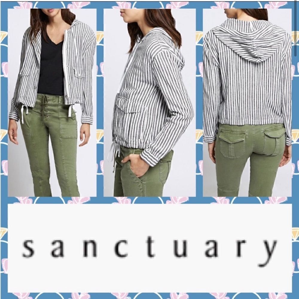 NWT MSRP $149 Sanctuary Nova Linen Hooded Jacket Women's Size Large